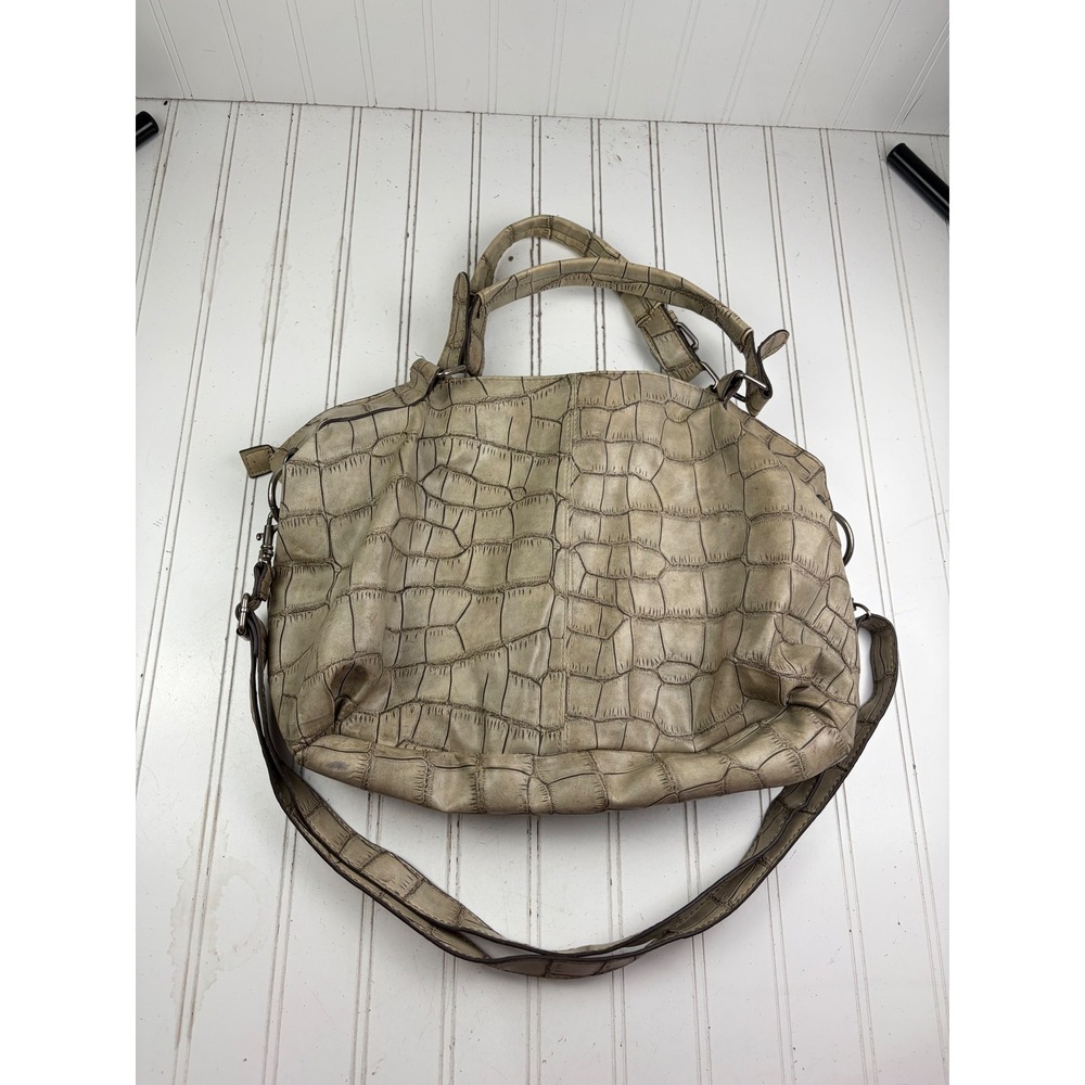Charming Charlie Vintage Y2K Taupe Croc Embossed Shoulder Crossbody Purse - Picture 13 of 13